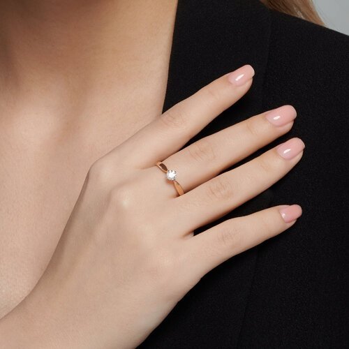 Помолвочное кольцо из золота с бриллиантом (Арт.1010368)