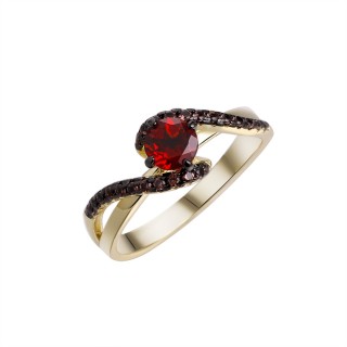 Кольцо с гранатом «Spring Mystery» серебро 925 Fresh Jewelry (арт.CZ-R00935-X-LB-PG-X-BR)