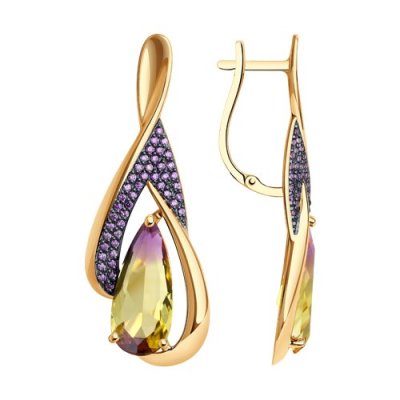 Серьги золотые пробы 585 с ситаллом (Арт.725067)