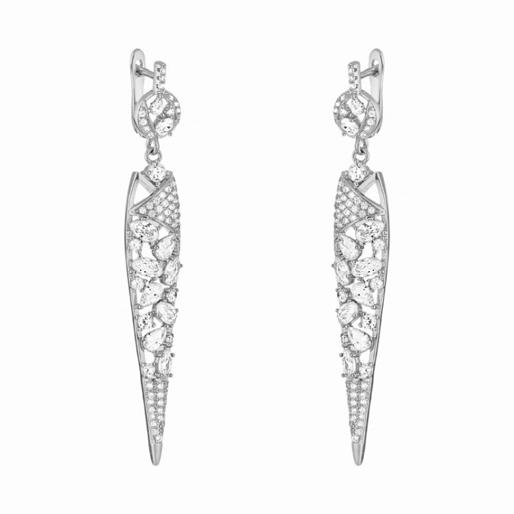Серьги из серебра с куб. цирконием (Арт.pd-e00626-x-w-x-x-w)