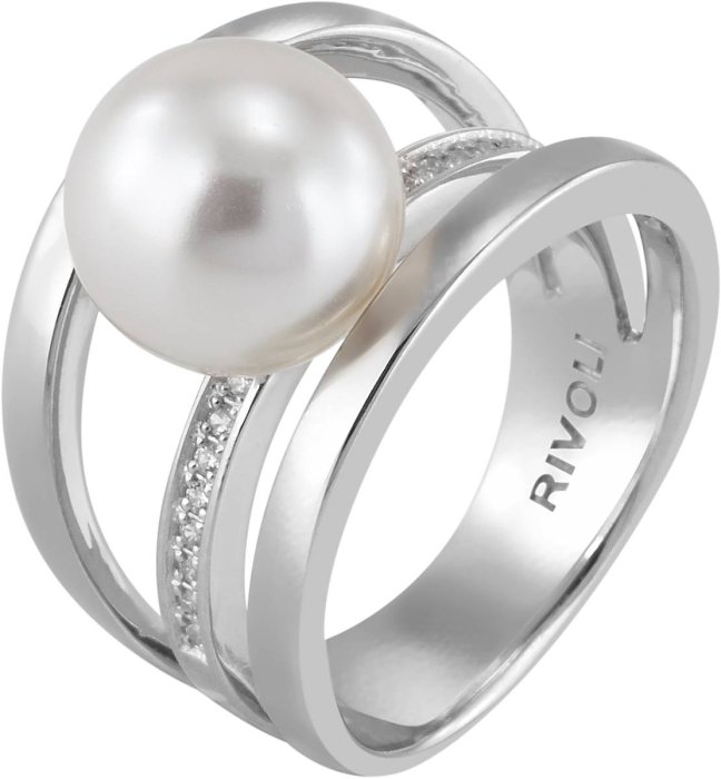 Кольцо из серебра с жемчугом и куб. цирконием (Арт.ahr-1-10-1-s)