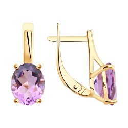 Серьги золотые пробы 585 с аметистом (Арт.727959)