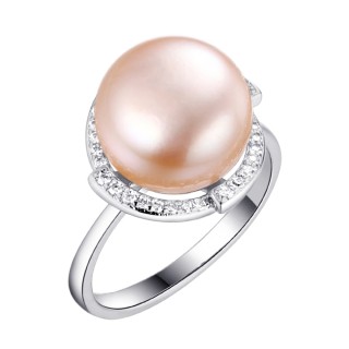 Кольцо серебряное с жемчугом и фианитами «Nautilus Grace» Fresh Jewelry (арт.PI-R02298-X-W-PNP-X-W)