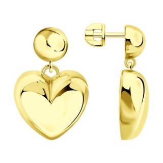Серьги из золочёного серебра «Золотое Сердце» Соколов (арт.93022500)