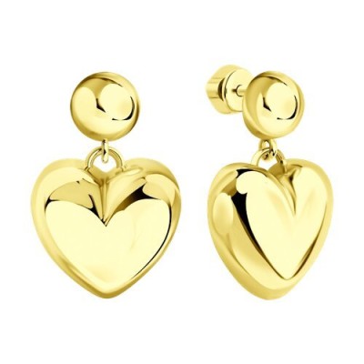Серьги из золочёного серебра «Золотое Сердце» Соколов (арт.93022500)