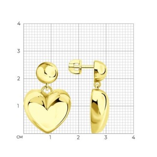 Серьги из золочёного серебра «Золотое Сердце» Соколов (арт.93022500)
