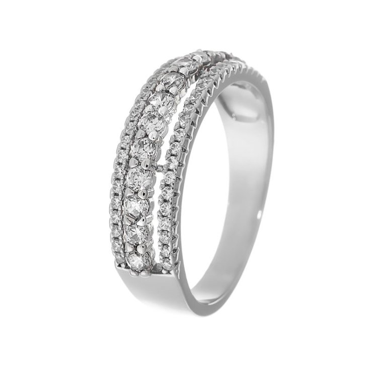 Кольцо из серебра с куб. цирконием (Арт.sl-r1642-1-x-w-x-x-w)