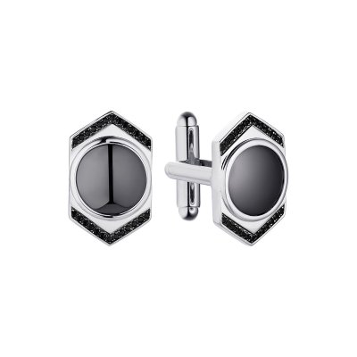 Запонки из серебра с керамикой (Арт.tc-cu01376-b-wb-x-x-b)