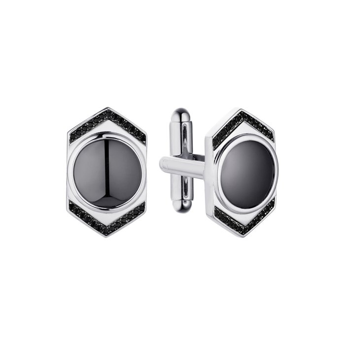 Запонки из серебра с керамикой (Арт.tc-cu01376-b-wb-x-x-b)