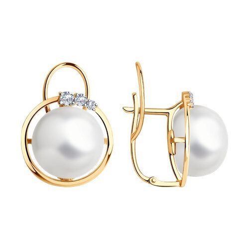 Серьги золотые пробы 585 с жемчугом (Арт.792251)
