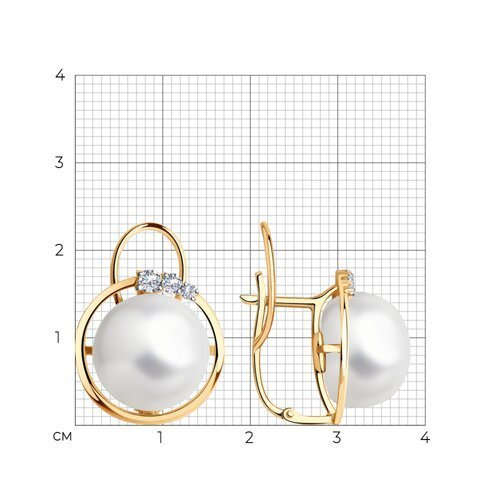 Серьги золотые пробы 585 с жемчугом (Арт.792251)