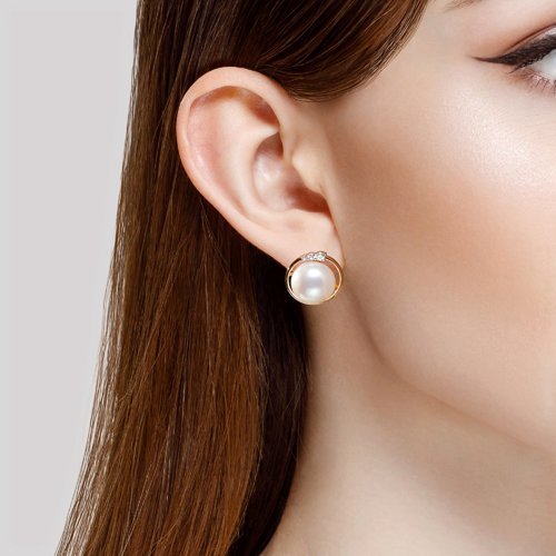 Серьги золотые пробы 585 с жемчугом (Арт.792251)