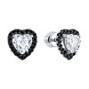 Серьги из серебра с фианитами «Чёрное сердце» Соколов (арт.94-122-00122-1)