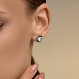 Серьги из серебра с фианитами «Чёрное сердце» Соколов (арт.94-122-00122-1)