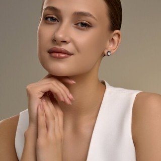 Серьги из серебра с фианитами «Чёрное сердце» Соколов (арт.94-122-00122-1)