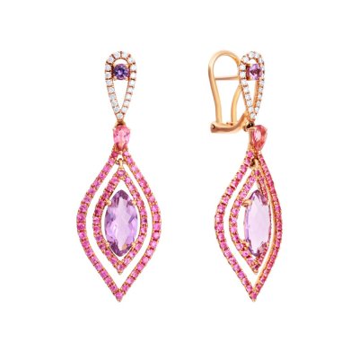 Серьги из золота с аметистом и бриллиантом (Арт.er-25115_sr_ps_am_tu_pink)