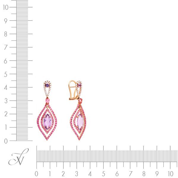 Серьги из золота с аметистом и бриллиантом (Арт.er-25115_sr_ps_am_tu_pink)