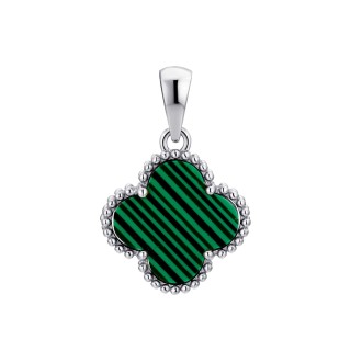 Кулон серебряный с малахитом «Lucky Clover» Fresh Jewelry (арт. P00206)