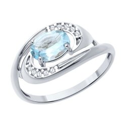 Кольцо из серебра с топазом и фианитами (Арт.94-310-02685-2)