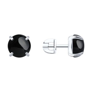 Серьги из серебра с агатом «Черный силуэт» Соколов (арт.94-322-02384-1)