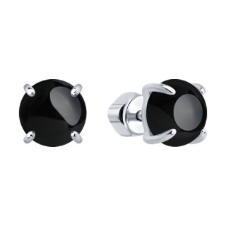 Серьги из серебра с агатом «Черный силуэт» Соколов (арт.94-322-02384-1)