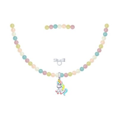 Колье из серебра с кварцем и эмалью «Волшебный единорог» Соколов (арт.8510)