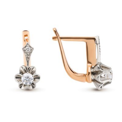 Серьги из золота с бриллиантом Русские Самоцветы (Арт.10671)