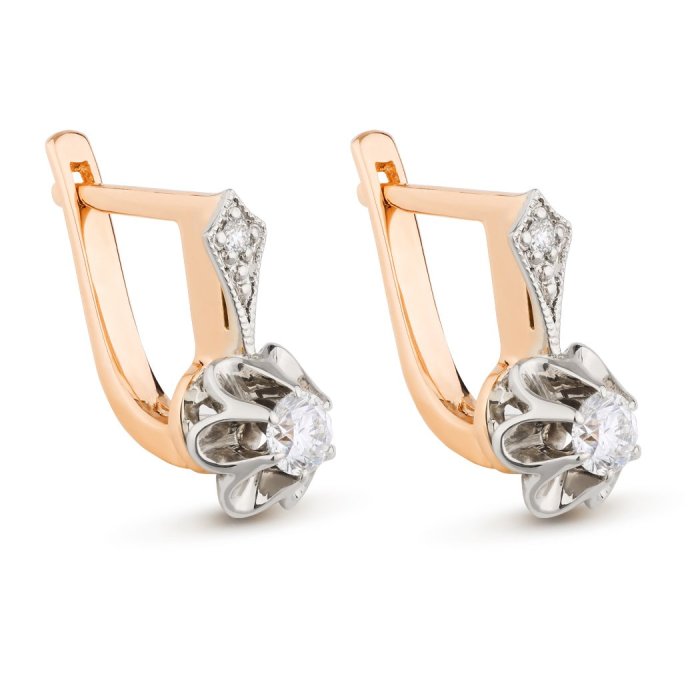 Серьги из золота с бриллиантом Русские Самоцветы (Арт.10671)