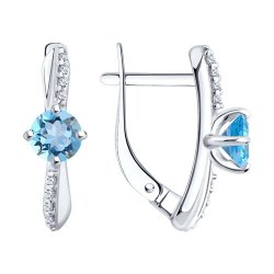 Серьги из серебра с топазами и фианитами (Арт.92022839)