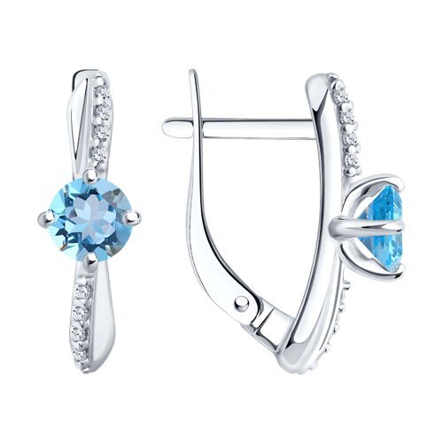 Серьги из серебра с топазами и фианитами (Арт.92022839)