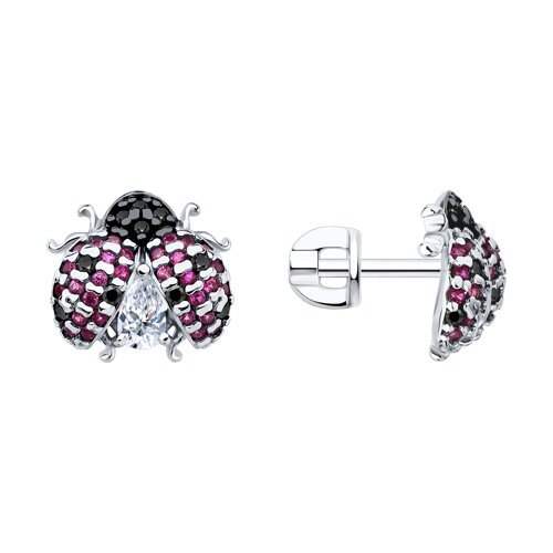 Серьги из серебра с корундами и фианитами (Арт.94026834)