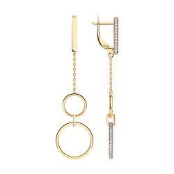 Серьги из золочёного серебра с фианитами (Арт.93-121-02034-2)