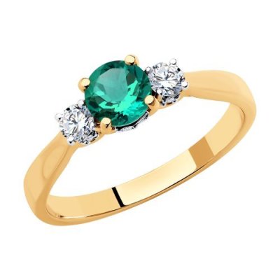 Кольцо из золота с бриллиантами и изумрудом (Арт.3010590)