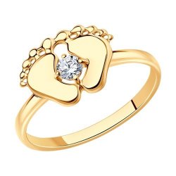 Кольцо из золочёного серебра с фианитом (Арт.93010600)