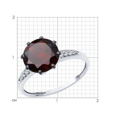 Кольцо из серебра с гранатом и фианитами «Ночная заря» Соколов (арт.94-310-02040-1)