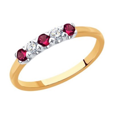 Кольцо из золота с бриллиантами и рубинами (Арт.4010680)