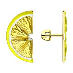 Серьги из золочёного серебра с эмалью (Арт.93021010)