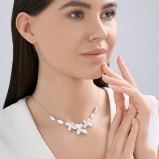 Колье из серебра с фианитами «Цветочный Шик» Соколов (арт.9407)