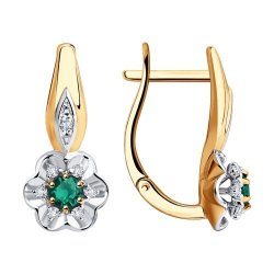 Серьги из золота с бриллиантами и изумрудами (Арт.51-220-00560-2)