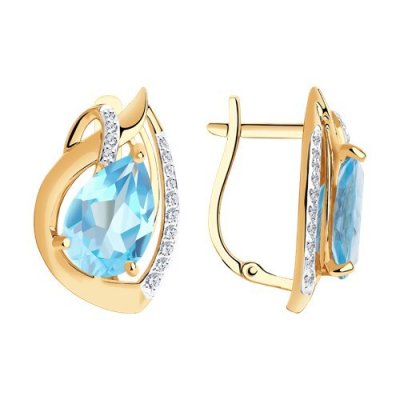 Серьги золотые пробы 585 с топазом (Арт.51-320-00931-1)