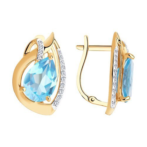 Серьги золотые пробы 585 с топазом (Арт.51-320-00931-1)