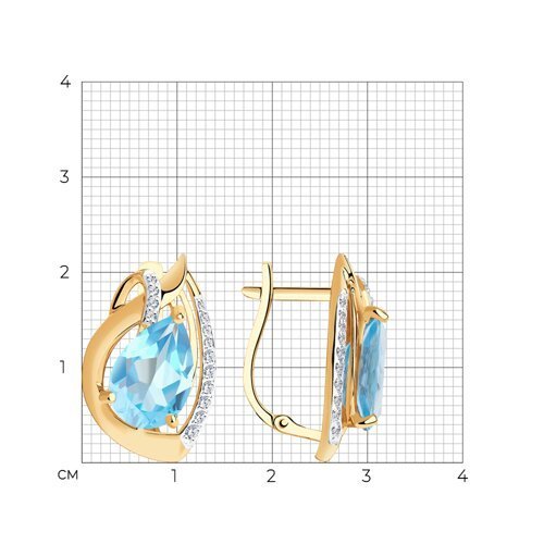 Серьги золотые пробы 585 с топазом (Арт.51-320-00931-1)