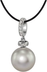 Кулон из серебра с жемчугом и кристаллом swarovski (Арт.abp-2-12-28-s)