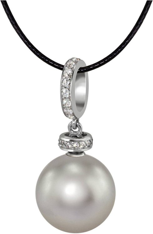 Кулон из серебра с жемчугом и кристаллом swarovski (Арт.abp-2-12-28-s)