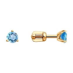 Серьги пусеты золотые пробы 585 с топазом (Арт.51-322-01692-2)