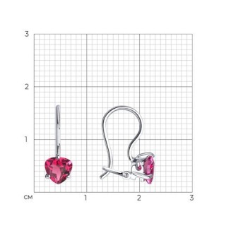 Серьги из серебра с розовым фианитом «Розовое Сердце» Соколов (арт.9402)