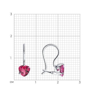 Серьги из серебра с розовым фианитом «Розовое Сердце» Соколов (арт.9402)