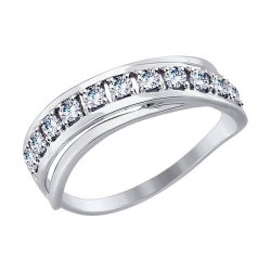 Кольцо из белого золота с фианитами (Арт.017550-3)