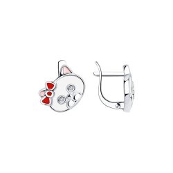 Серьги из серебра с эмалью и фианитами (Арт.94022694)