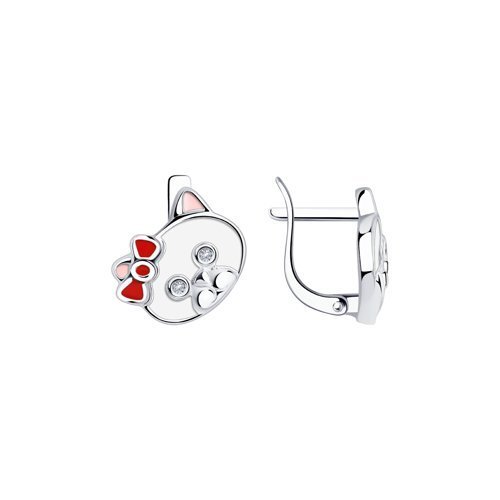 Серьги из серебра с эмалью и фианитами (Арт.94022694)